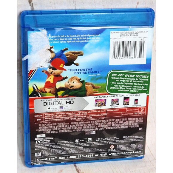 Alvin And The Chipmunks: The Road Chip Blu-Ray + DVD + Digital HD Combo - Picture 2 of 7